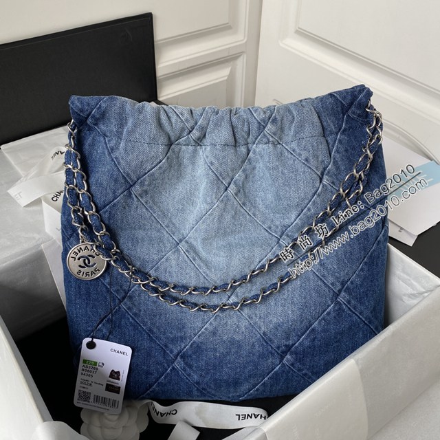 Chanel專櫃新款鏈條女包 香奈兒火爆22bag牛仔系列購物袋AS3260 djc6040